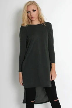 Rebellious Fashion Rose Khaki Drooped Back Jumper