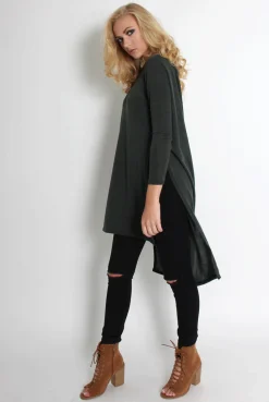 Rebellious Fashion Rose Khaki Drooped Back Jumper