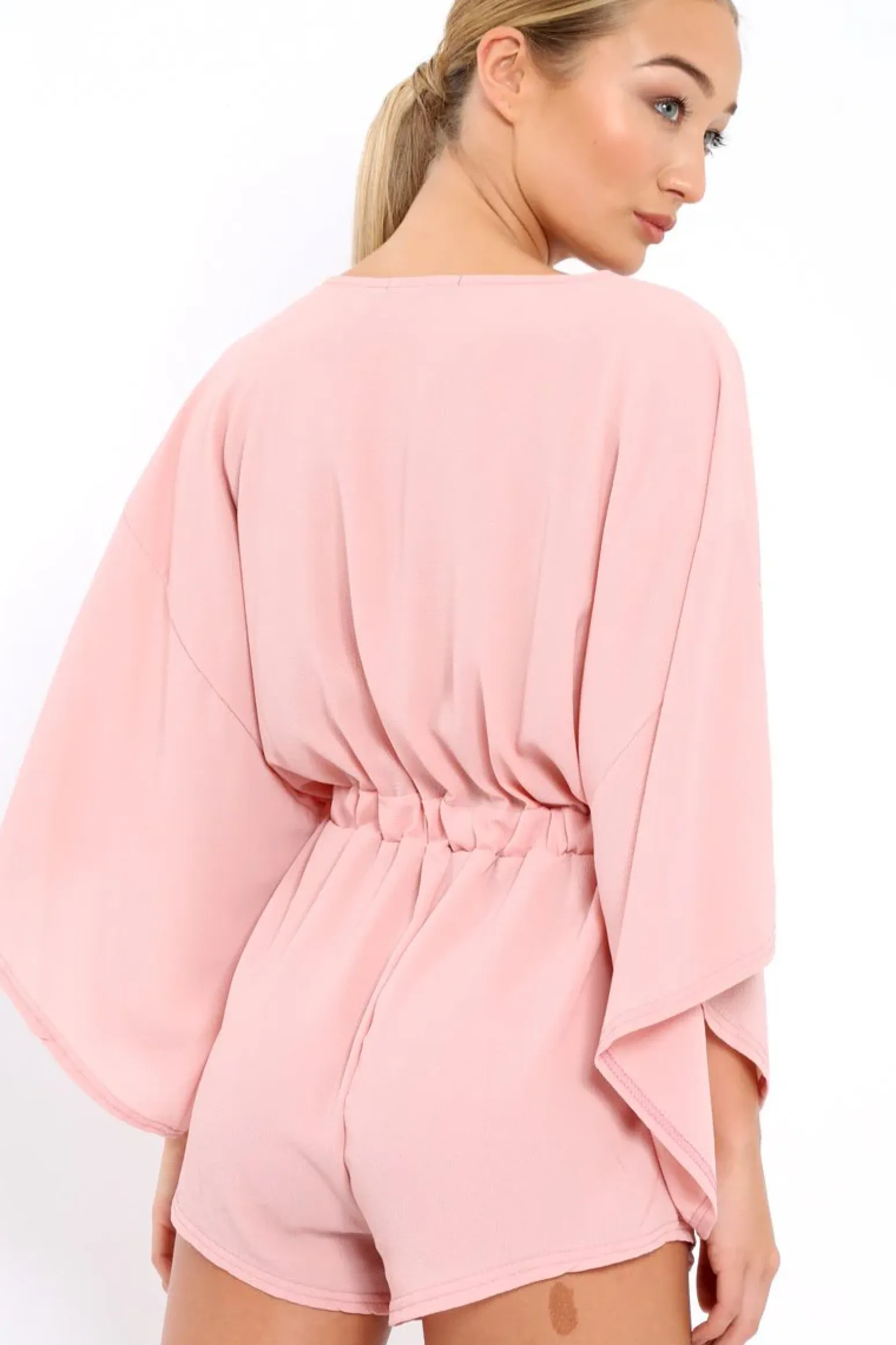 Rebellious Fashion Rose Kimono Plunge Playsuit - Alisa
