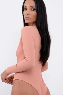 Rebellious Fashion Rose Lace Up Ribbed Bodysuit - Jasmina