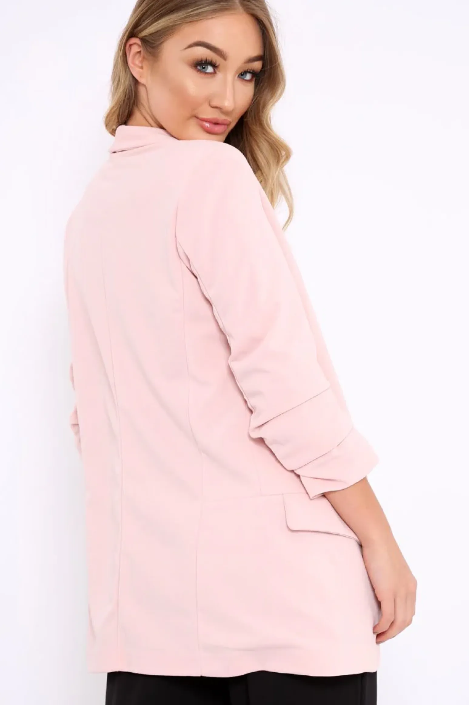 Rebellious Fashion Rose Open Front Ruffled Sleeves Blazer - Kanna