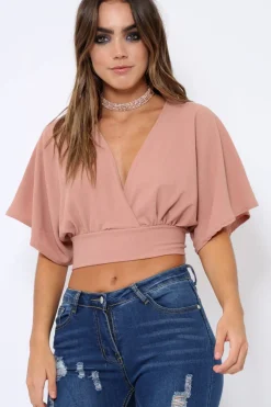 Rebellious Fashion Rose Plunge Crop Top - Suzanne