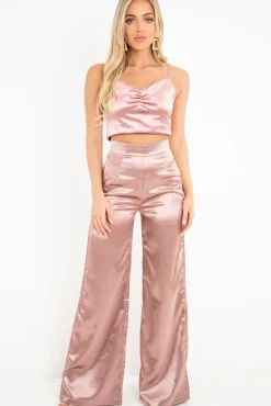 Rebellious Fashion Rose Shiny Velvet Cami Crop Top - Cali