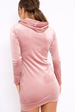Rebellious Fashion Rose Velvet Hooded Dress - Bethan