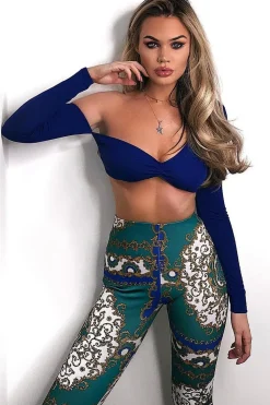 Rebellious Fashion Royal Blue Asymmetric Crop Top - Nicki