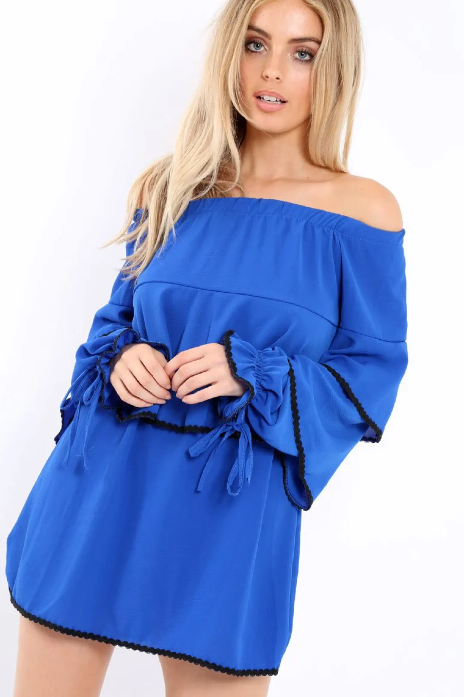 Rebellious Fashion Royal Blue Dress With Frills - Arabellah
