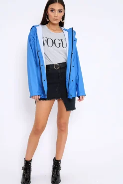 Rebellious Fashion Royal Blue Hooded Rain Jacket - Fox