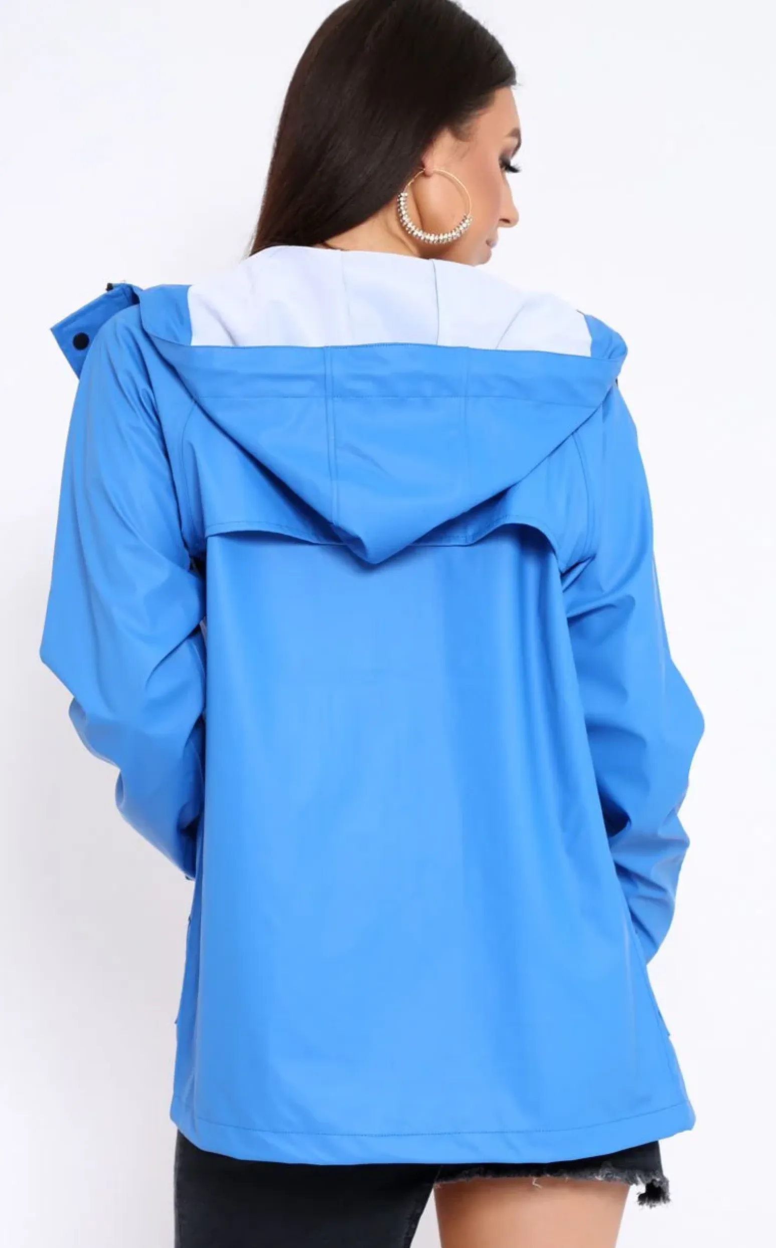 Rebellious Fashion Royal Blue Hooded Rain Jacket - Fox