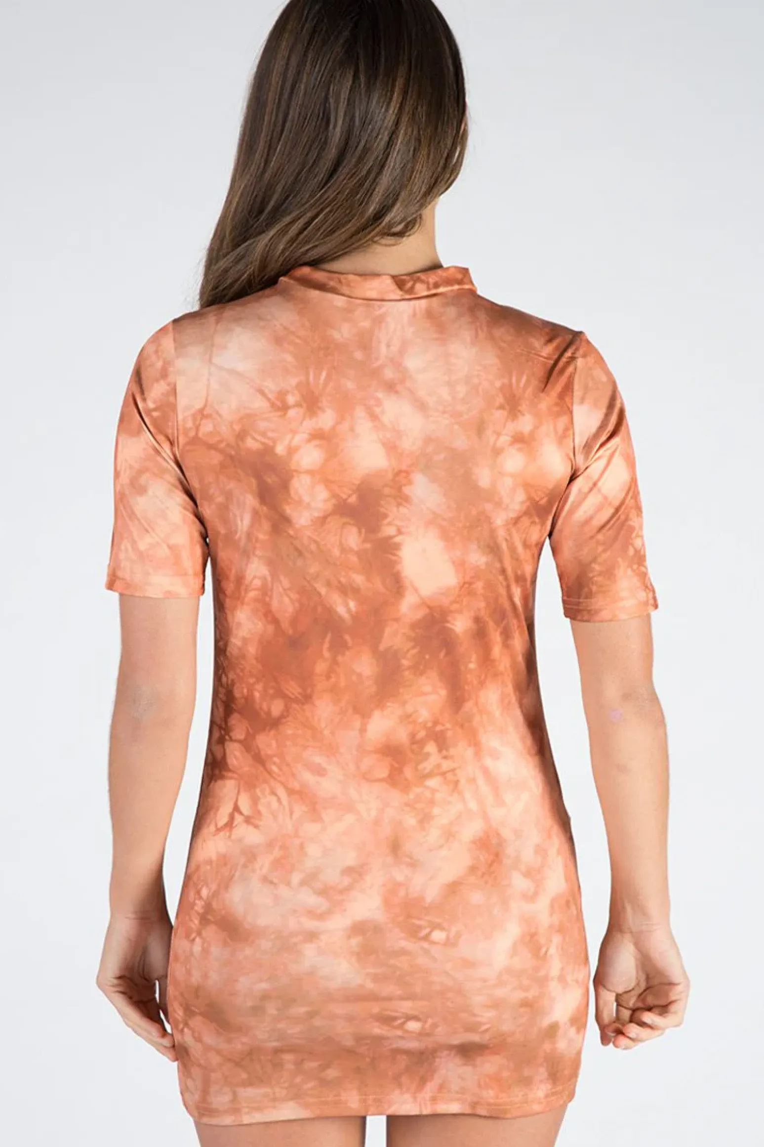 Rebellious Fashion Rust Tiger Print Lace Up T Shirt Dress - Esme