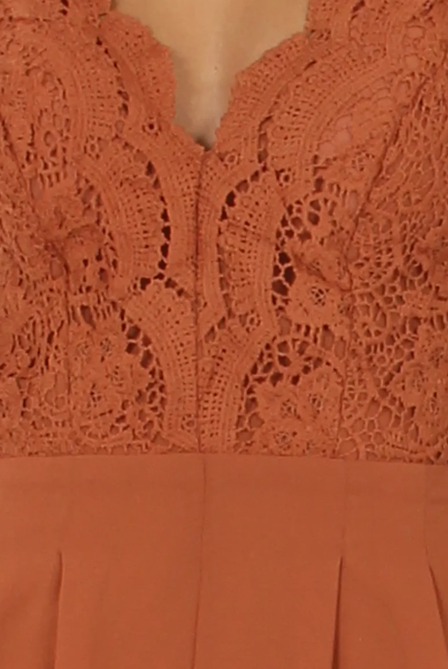 Rebellious Fashion Rust Crochet Cross Back Playsuit - Quinn
