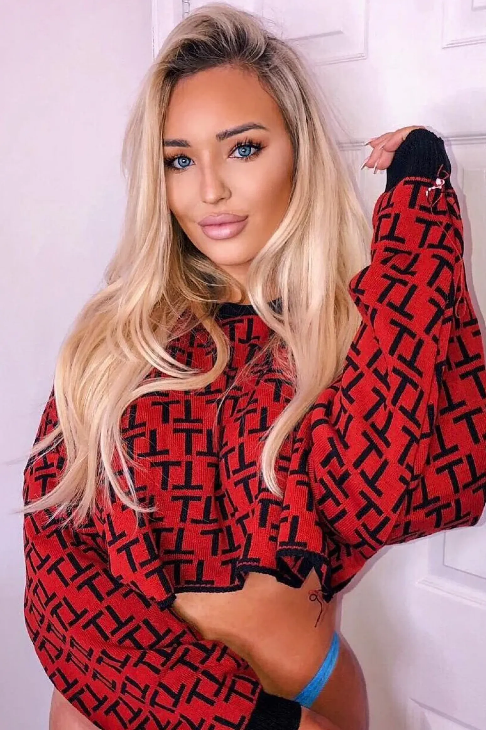 Rebellious Fashion Rust Repeat Print Crop Jumper - Ryhanna