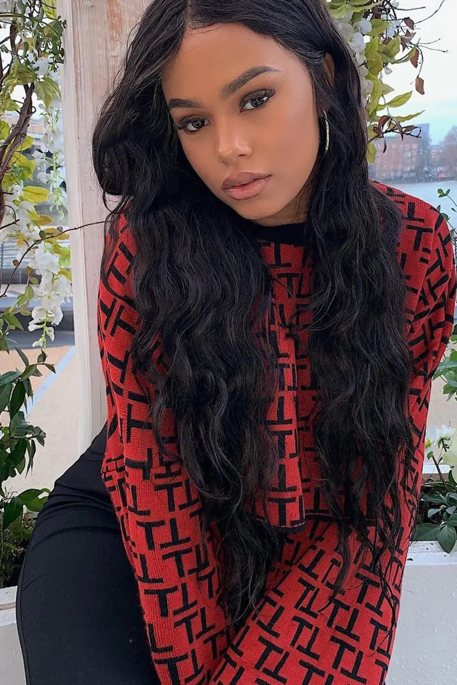 Rebellious Fashion Rust Repeat Print Crop Jumper - Ryhanna