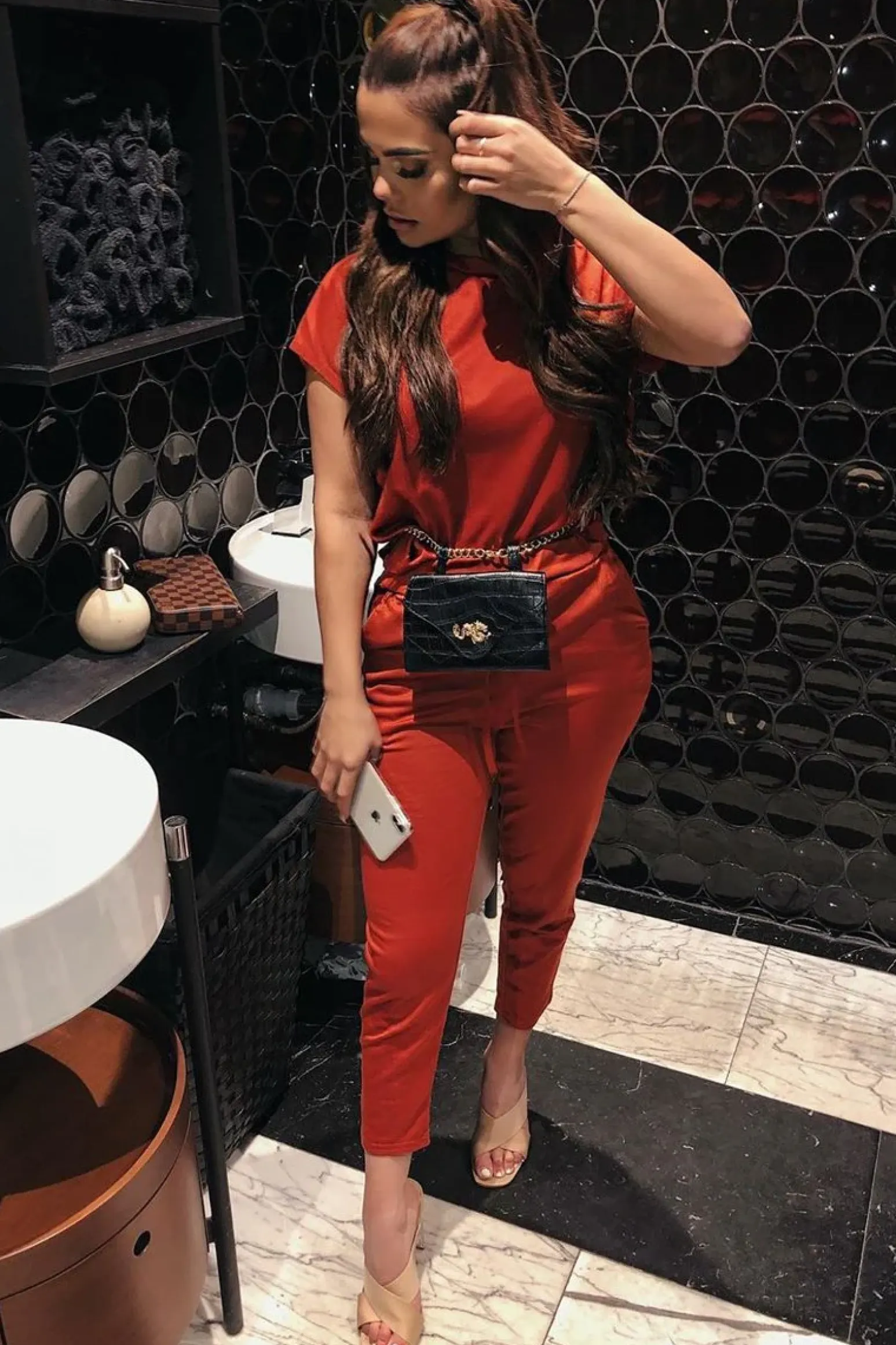 Rebellious Fashion Rust Short Sleeve Crop Jogger Loungewear Set - Aarian