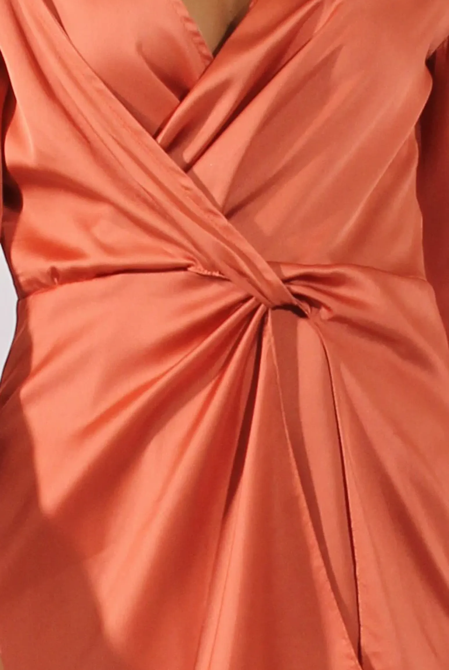 Rebellious Fashion Rust Silky Front Twist Playsuit - Venus