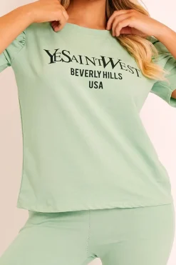 Rebellious Fashion Sage Beverly Hills T-shirt and Leggings Loungewear Co-ord - Lassie