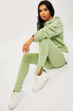 Rebellious Fashion Sage Side Split Leggings - Oliviah