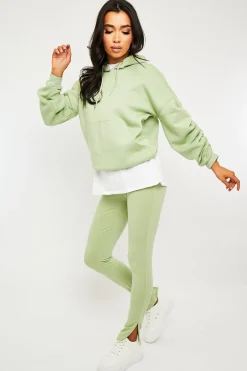 Rebellious Fashion Sage Side Split Leggings - Oliviah