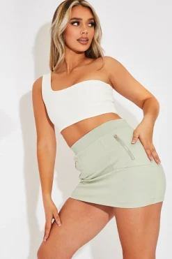 Rebellious Fashion Sage Zip Front Sweatshirt Mini Skirt - Savana