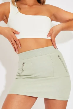 Rebellious Fashion Sage Zip Front Sweatshirt Mini Skirt - Savana