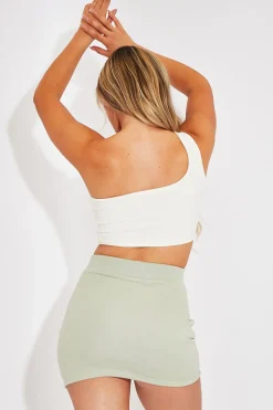 Rebellious Fashion Sage Zip Front Sweatshirt Mini Skirt - Savana