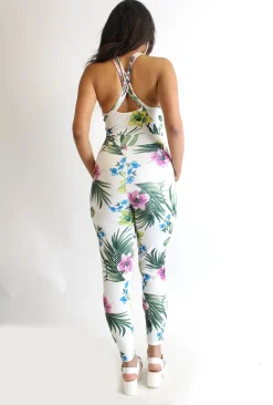 Rebellious Fashion Sam White Floral Strappy Back Jumpsuit