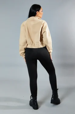 Rebellious Fashion Sand Cargo Pocket Sweatshirt Jacket - Ovella