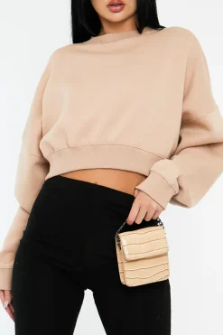 Rebellious Fashion Sand Cropped Sweatshirt - Kieva