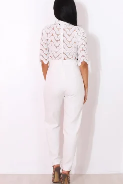 Rebellious Fashion Sergin White Lace High Neck Jumpsuit