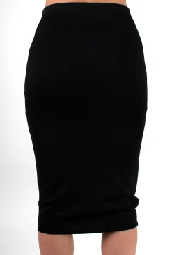 Rebellious Fashion Shannon Black Textured Midi Skirt