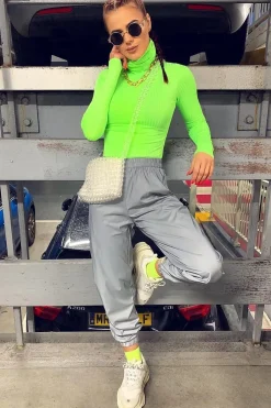 Rebellious Fashion Silver Elasticated Jogger Style Trousers - Freddie