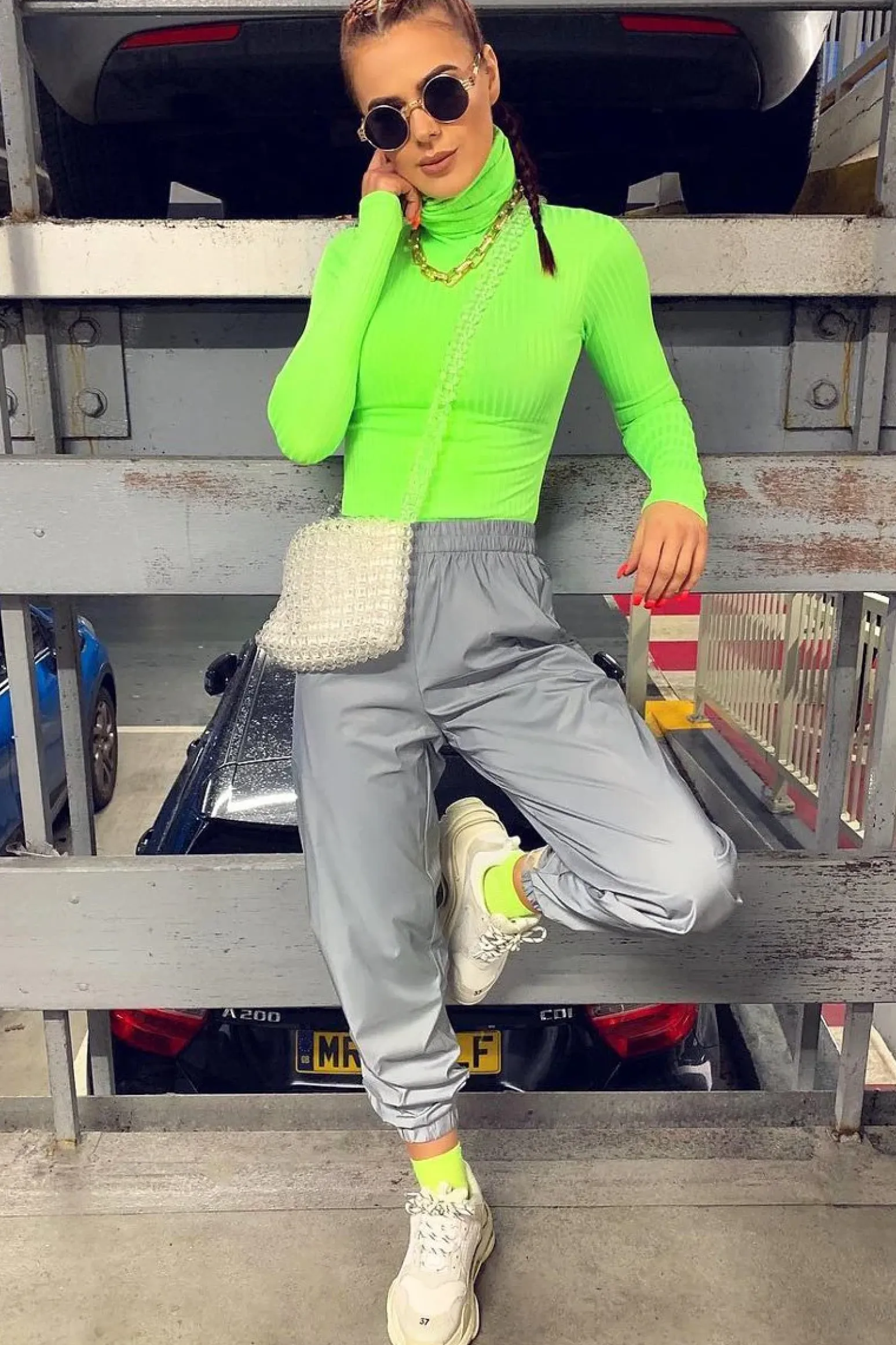 Rebellious Fashion Silver Elasticated Jogger Style Trousers - Freddie