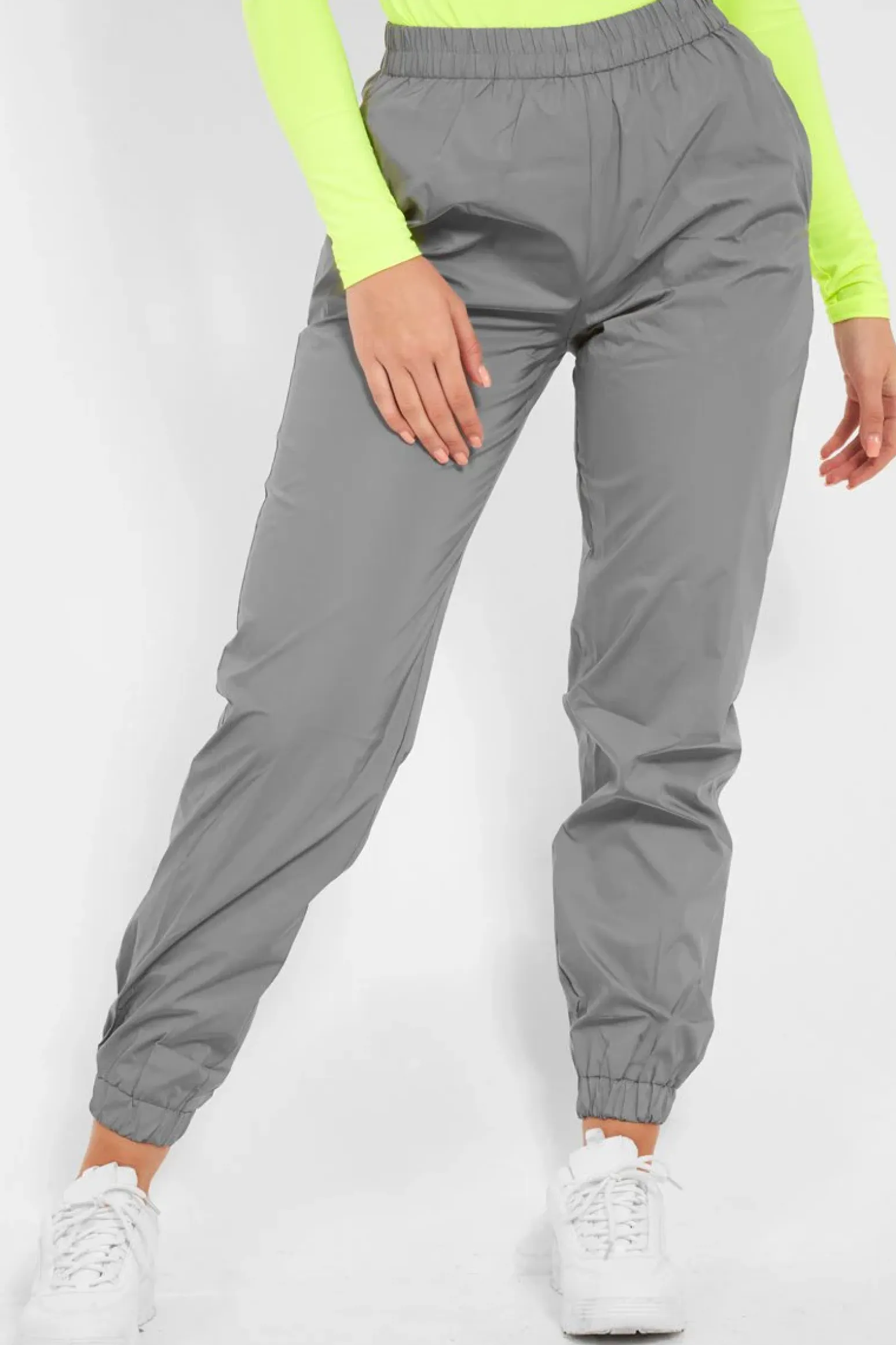Rebellious Fashion Silver Elasticated Jogger Style Trousers - Freddie