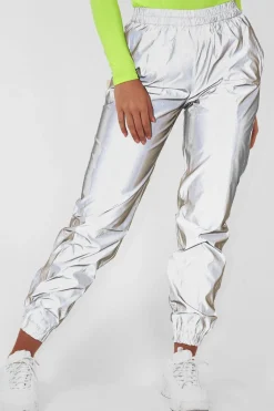 Rebellious Fashion Silver Elasticated Jogger Style Trousers - Freddie