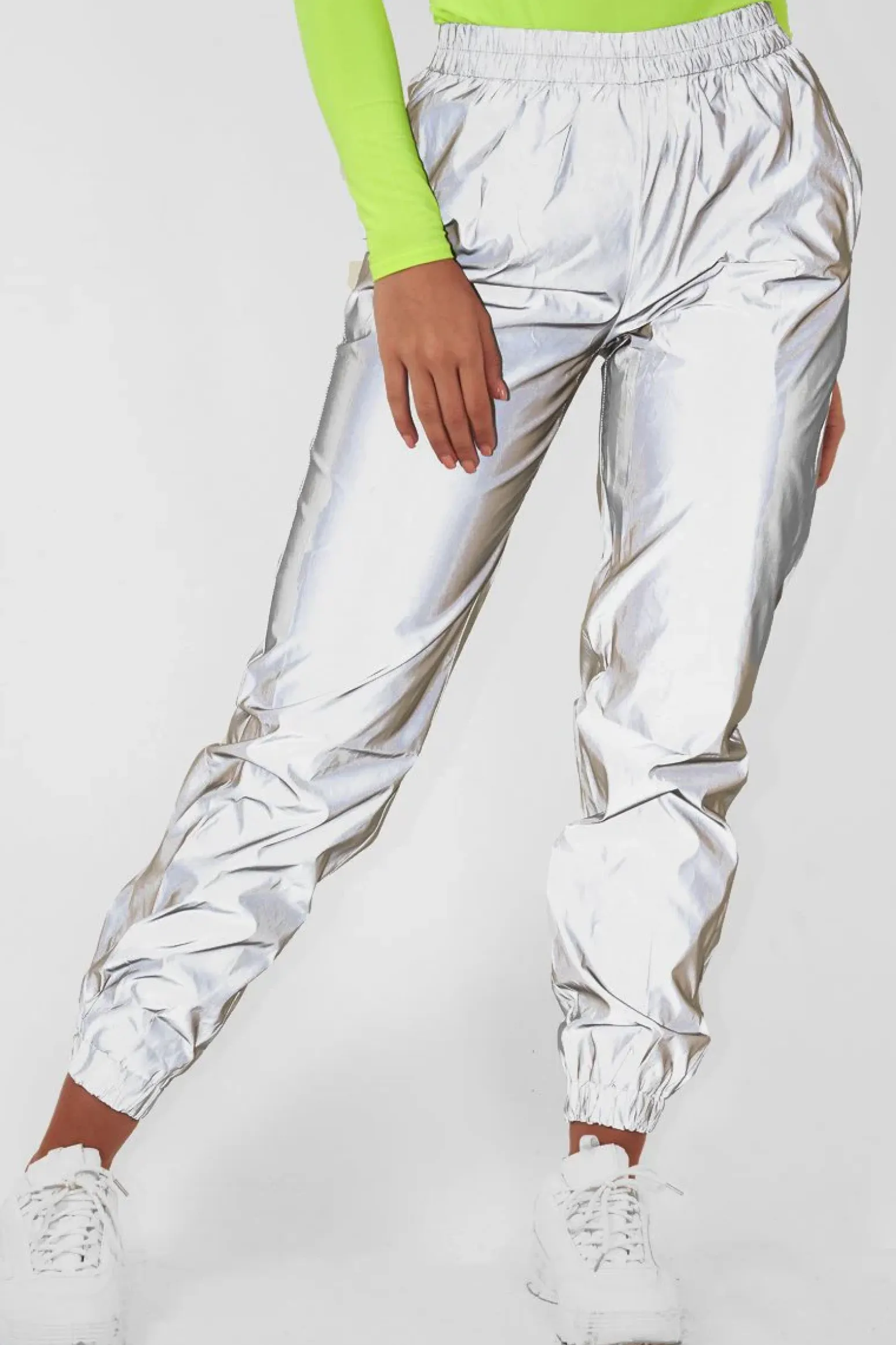 Rebellious Fashion Silver Elasticated Jogger Style Trousers - Freddie