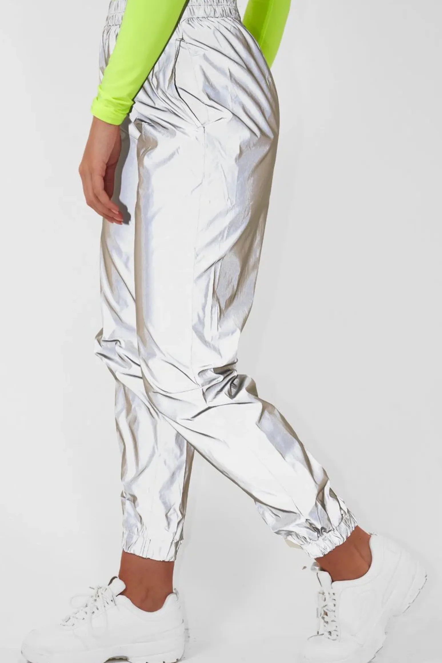 Rebellious Fashion Silver Elasticated Jogger Style Trousers - Freddie