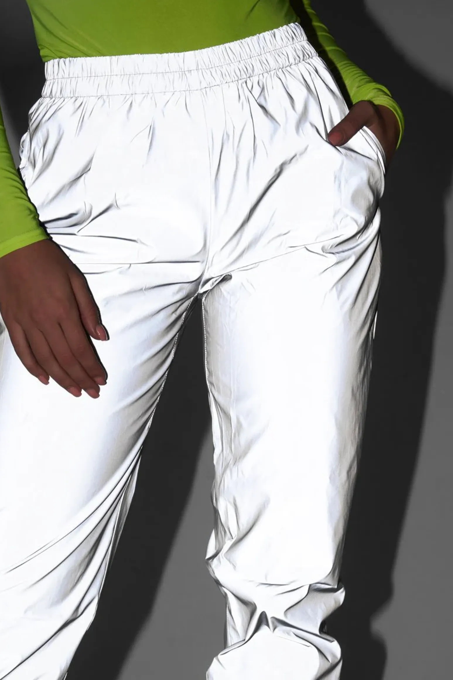 Rebellious Fashion Silver Elasticated Jogger Style Trousers - Freddie