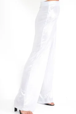 Rebellious Fashion Silver Metallic High Waist Wide Leg Trousers - Lissette