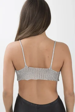 Rebellious Fashion Silver Sheer Metallic Knit Bralet - Sadie