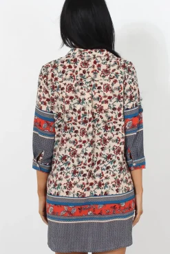 Rebellious Fashion Sissi Beige Floral Shirt Dress