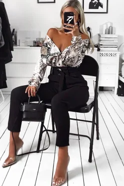 Rebellious Fashion Snake Print Satin Shirt - Ivani