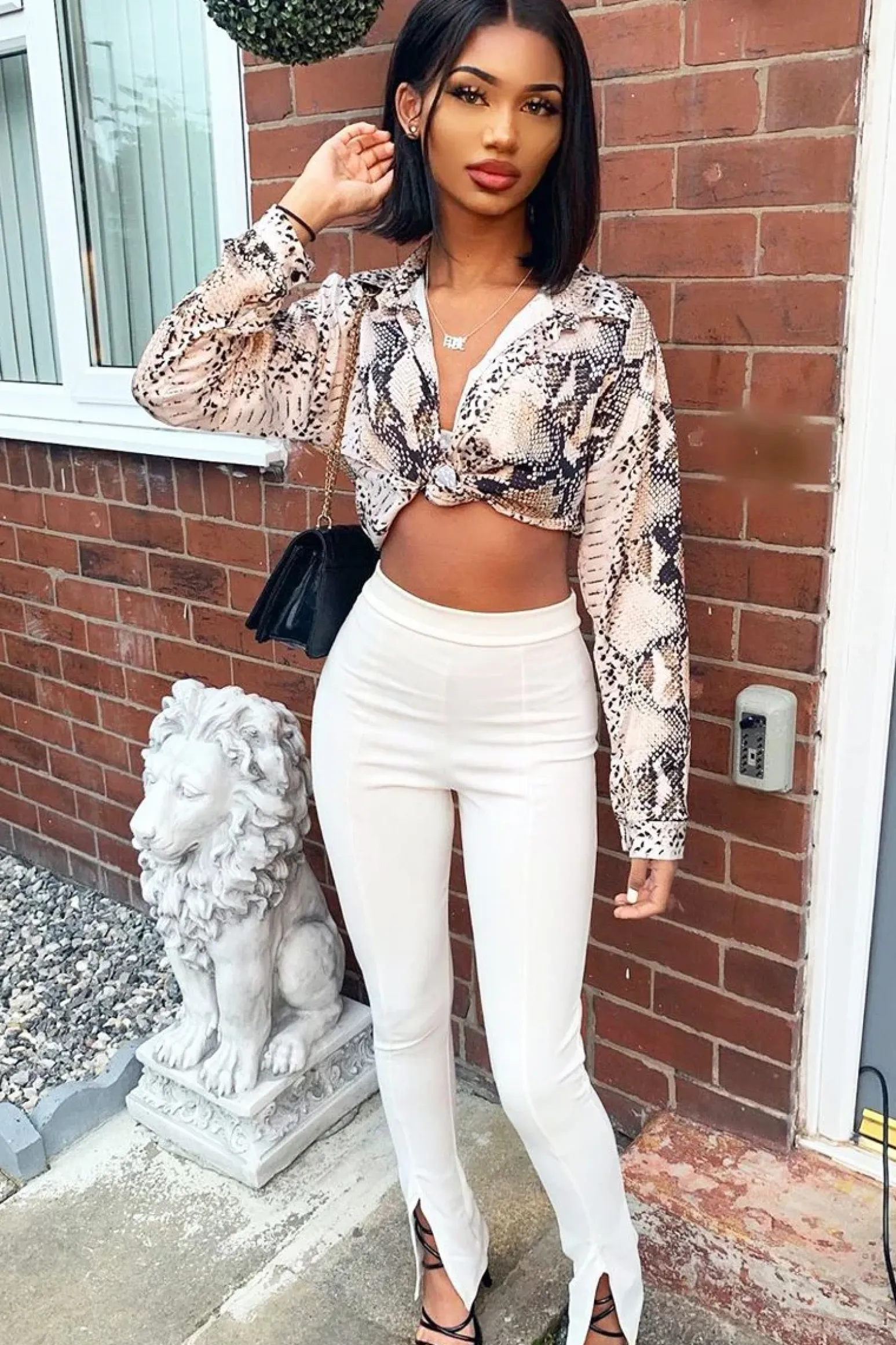 Rebellious Fashion Snake Print Satin Shirt - Ivani