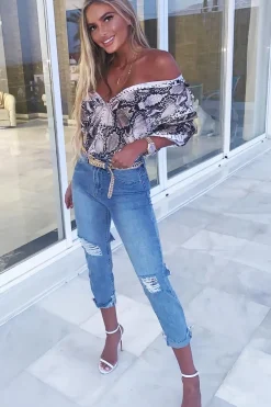 Rebellious Fashion Snake Print Satin Shirt - Ivani