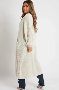 Rebellious Fashion Stone Balloon Sleeve Maxi Knit Cardigan - Imara