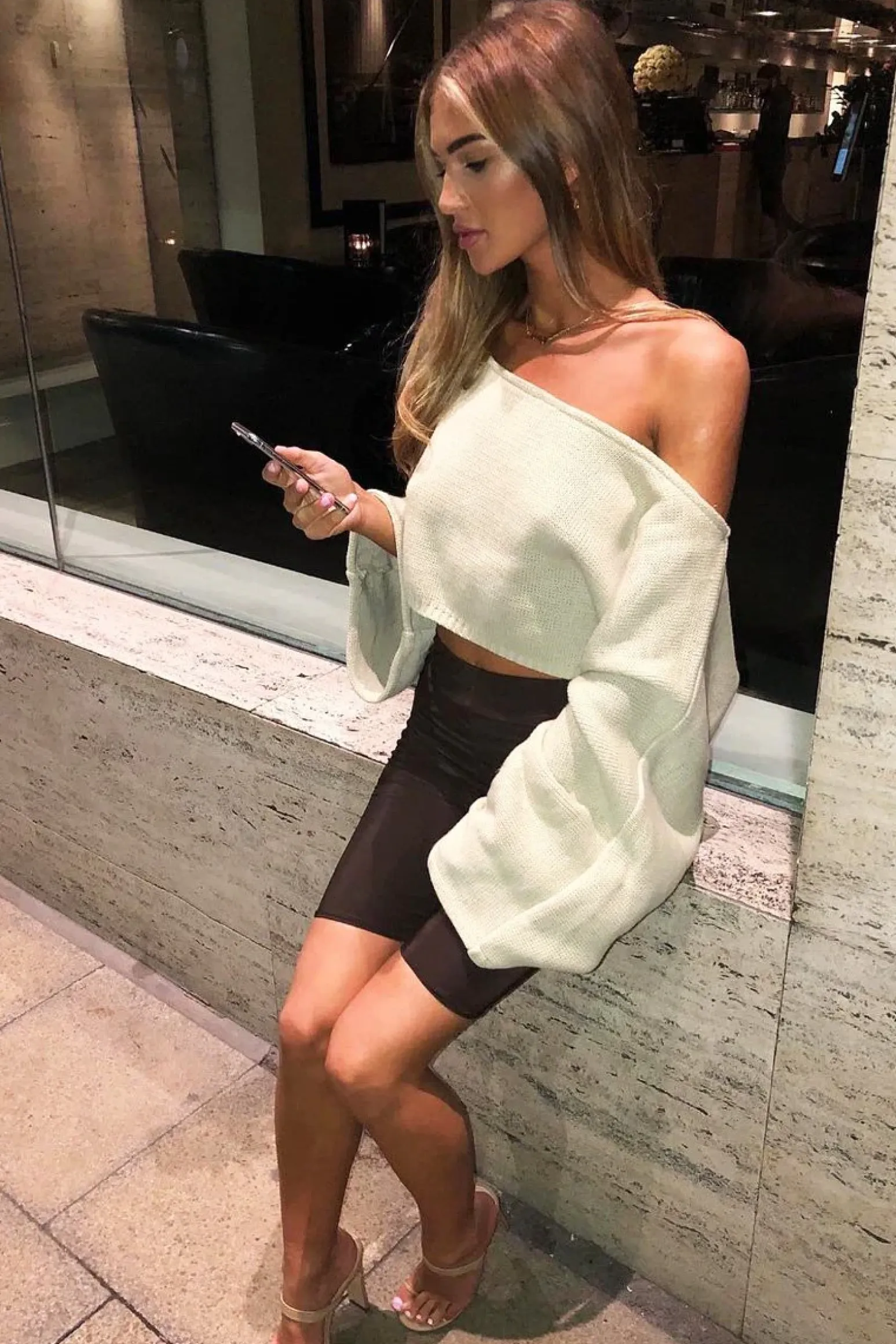 Rebellious Fashion Stone Cropped Batwing Jumper - Carmin