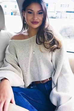 Rebellious Fashion Stone Cropped Batwing Jumper - Carmin