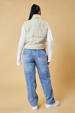 Rebellious Fashion Stone Cropped Puffer Gilet - Zura