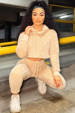 Rebellious Fashion Stone Cropped Teddy Hoodie - Amyia