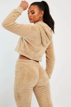 Rebellious Fashion Stone Cropped Teddy Hoodie - Amyia
