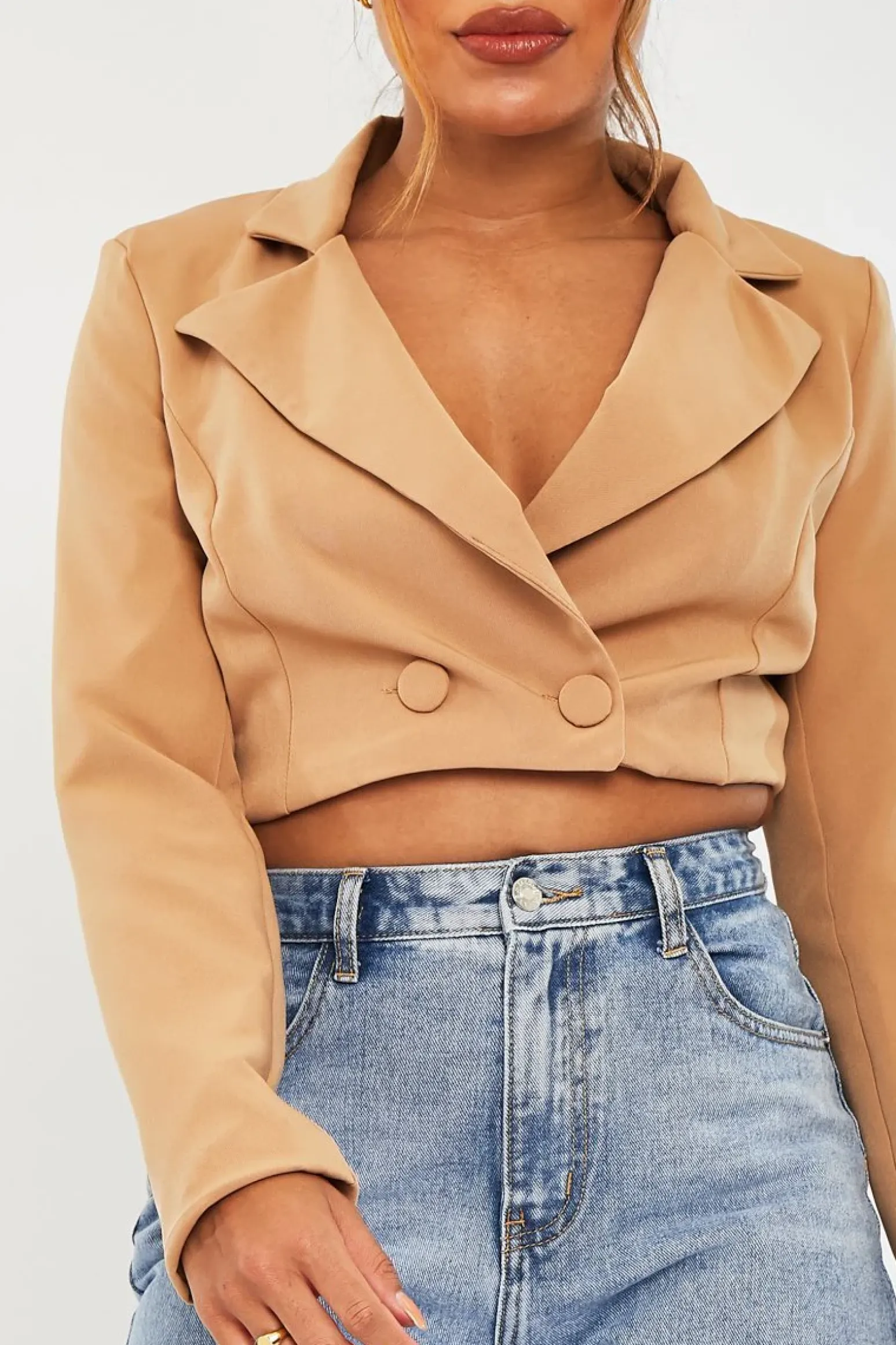 Rebellious Fashion Stone Double Button Cropped Blazer - Dolly