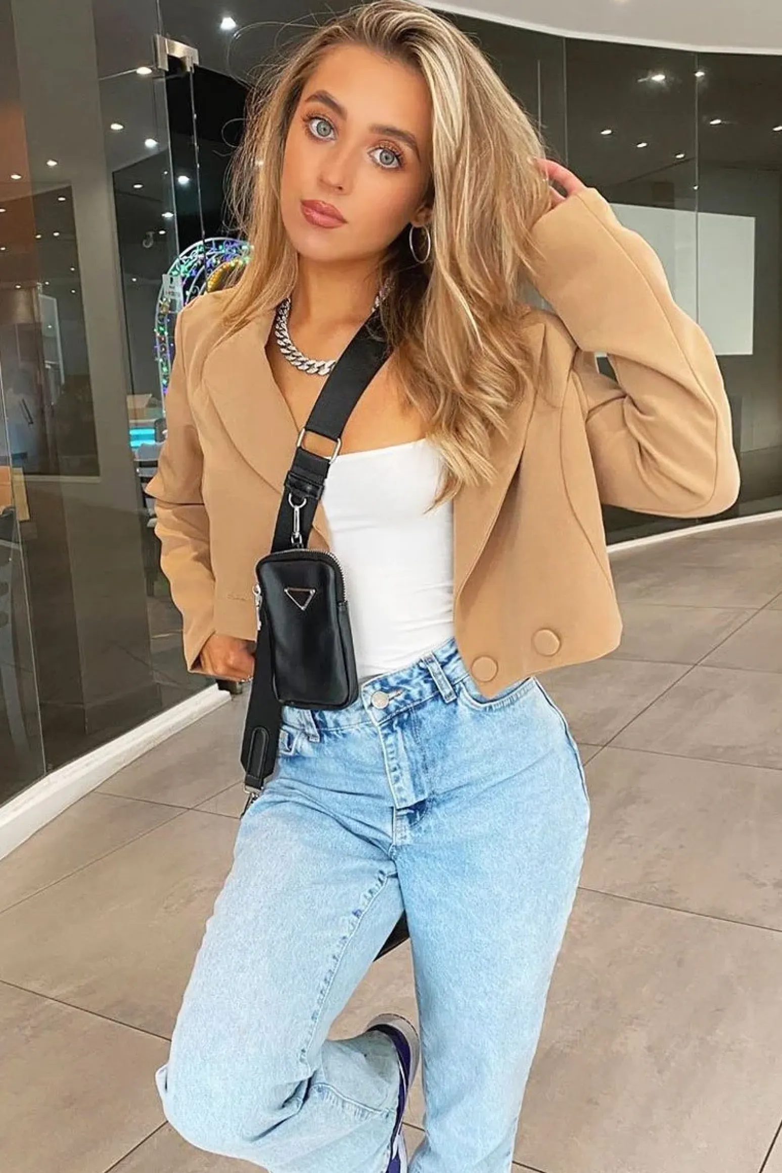 Rebellious Fashion Stone Double Button Cropped Blazer - Dolly